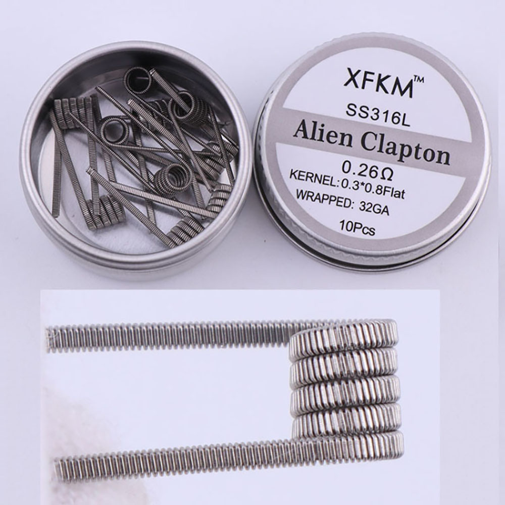 Clapton Wire Pre Built - SS316L 10 pz/scatola bobine prefabbricate Alien